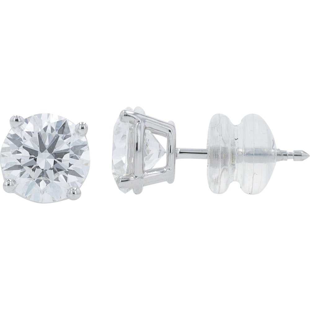 14K White Gold 2.00 Carat Total Lab-Grown Diamond Stud Earrings with Four-Prong Round-Cut Settings