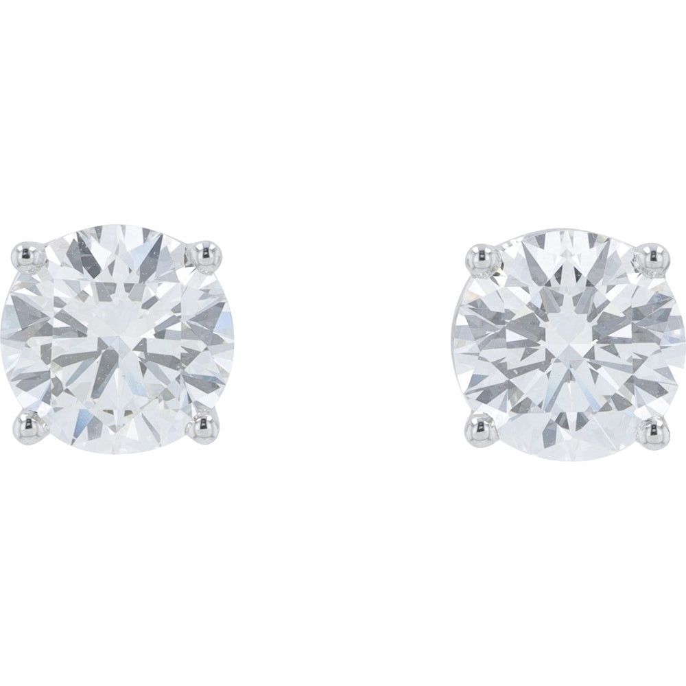 14K White Gold 2.00 Carat Total Weight Lab Grown Diamond Stud Earrings with VVS2/VS1 Clarity and E/F Color