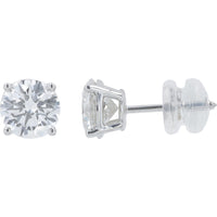 14K White Gold 2.00 Carat Total Weight Lab Grown Diamond Stud Earrings with VVS2/VS1 Clarity and E/F Color