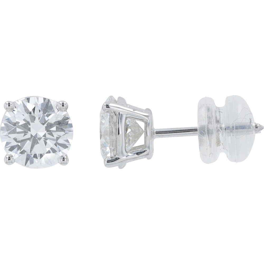 14K White Gold 2.00 Carat Total Weight Lab Grown Diamond Stud Earrings with VVS2/VS1 Clarity and E/F Color