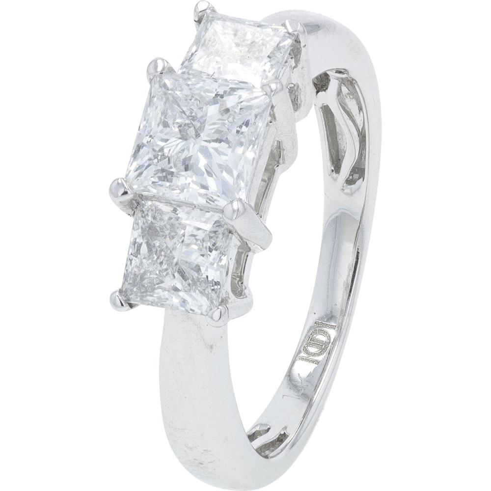 14K White Gold 2.00 Carat Total Weight Princess Cut Lab Grown Diamond Engagement Ring