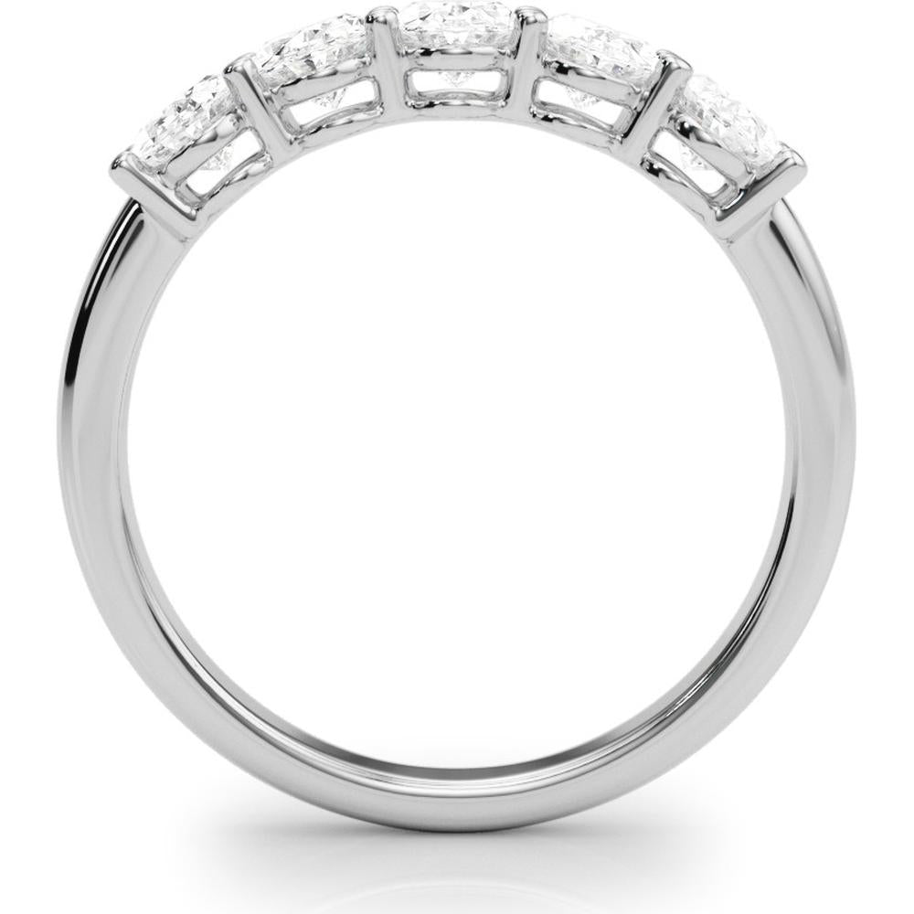 14K White Gold 2.00 Carats Lab Diamond 5 Stone Band Oval Ring - Size 7 by Robinson's Jewelers