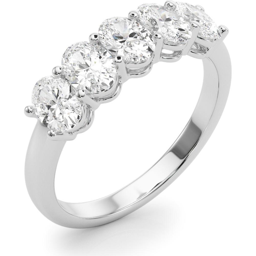 14K White Gold 2.00 Carats Lab Diamond 5 Stone Band Oval Ring - Size 7 by Robinson's Jewelers