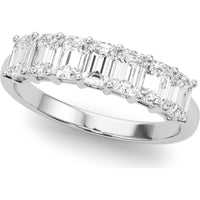 14K White Gold 2.00 Carats Lab Diamond 7 Stone Band Emerald Cut Ring - Size 7 by Robinson's Jewelers