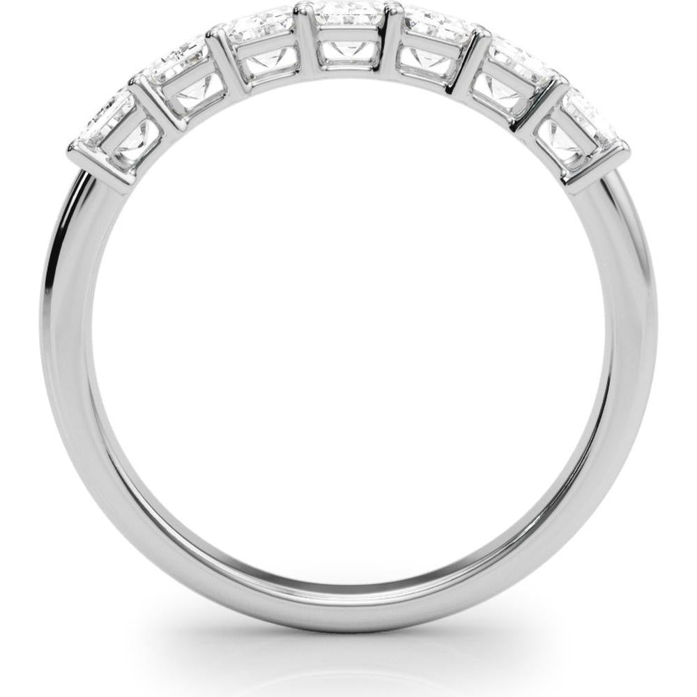 14K White Gold 2.00 Carats Lab Diamond 7 Stone Band Emerald Cut Ring - Size 7 by Robinson's Jewelers