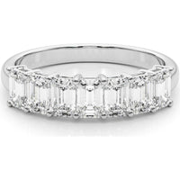 14K White Gold 2.00 Carats Lab Diamond 7 Stone Band Emerald Cut Ring - Size 7 by Robinson's Jewelers