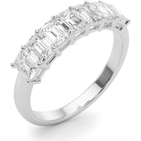 14K White Gold 2.00 Carats Lab Diamond 7 Stone Band Emerald Cut Ring - Size 7 by Robinson's Jewelers