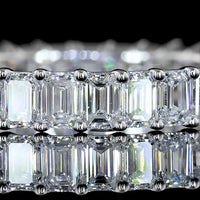 14K White Gold 2.00 Carats Total Diamond Weight Eternity Band with Shared-Prong Set Emerald Cut Lab Diamonds - E-F Color, VS Clarity, 31 Stones - Covaloro Fine Jewelry
