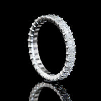 14K White Gold 2.00 Carats Total Diamond Weight Eternity Band with Shared-Prong Set Emerald Cut Lab Diamonds - E-F Color, VS Clarity, 31 Stones - Covaloro Fine Jewelry
