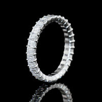 14K White Gold 2.00 Carats Total Diamond Weight Eternity Band with Shared-Prong Set Emerald Cut Lab Diamonds - E-F Color, VS Clarity, 31 Stones - Covaloro Fine Jewelry