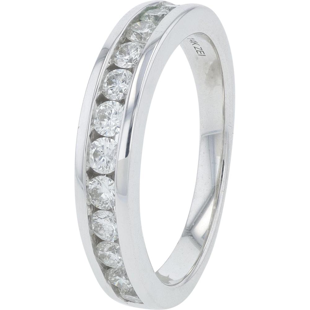 14K White Gold 2.00 Total Carat Weight Diamond Bridal Set with Three-Stone Design and Diamond Accents