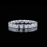 14K White Gold 2.01 Carats Eternity Band with East-West Set Emerald Cut Lab Diamonds - E-F VVS2 - U-Prong Setting - Covaloro Fine Jewelry