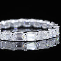 14K White Gold 2.01 Carats Eternity Band with East-West Set Emerald Cut Lab Diamonds - E-F VVS2 - U-Prong Setting - Covaloro Fine Jewelry