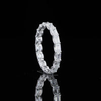 14K White Gold 2.01 Carats Eternity Band with East-West Set Emerald Cut Lab Diamonds - E-F VVS2 - U-Prong Setting - Covaloro Fine Jewelry