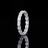 14K White Gold 2.01 Carats Eternity Band with East-West Set Emerald Cut Lab Diamonds - E-F VVS2 - U-Prong Setting - Covaloro Fine Jewelry