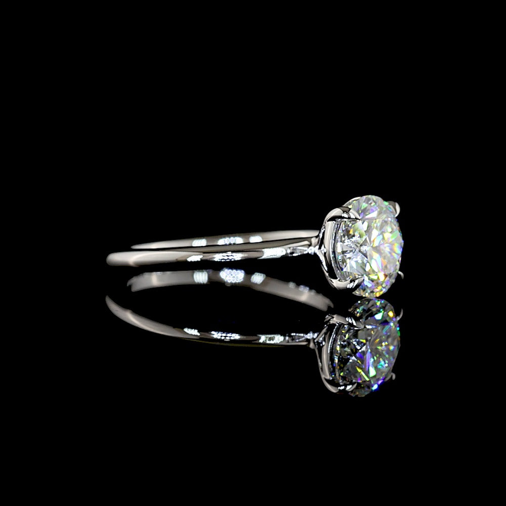 14K White Gold 2.05 Carat Round Brilliant Cut Lab-Grown Diamond Solitaire Ring with D VVS1 Clarity and IGI Certification - Covaloro Fine Jewelry