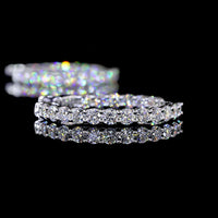 14K White Gold 2.10 Carat Total Weight Round Diamond Hoop Earrings with Prong Set Brilliant Cut Lab Diamonds - E-F Color VS Clarity - Covaloro Fine Jewelry