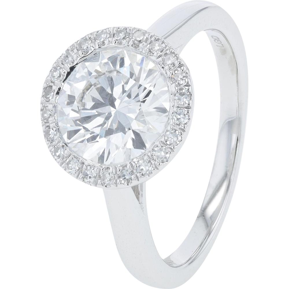 14K White Gold 2.13 Carat Lab - Grown Diamond Halo Engagement Ring