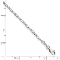 14K White Gold 2.1mm Solid Beveled Paperclip Chain - Rhodium Plated, 7" Length by Oro Pregiato