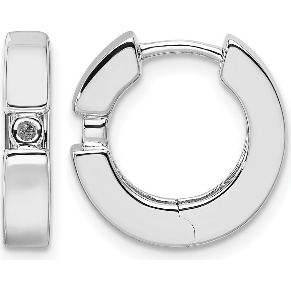 14K White Gold 2-2.7mm Round Hinged Hoop Earrings Mountings - 0.08 Carat Total Gem Weight by Monteluci Fine Jewelry