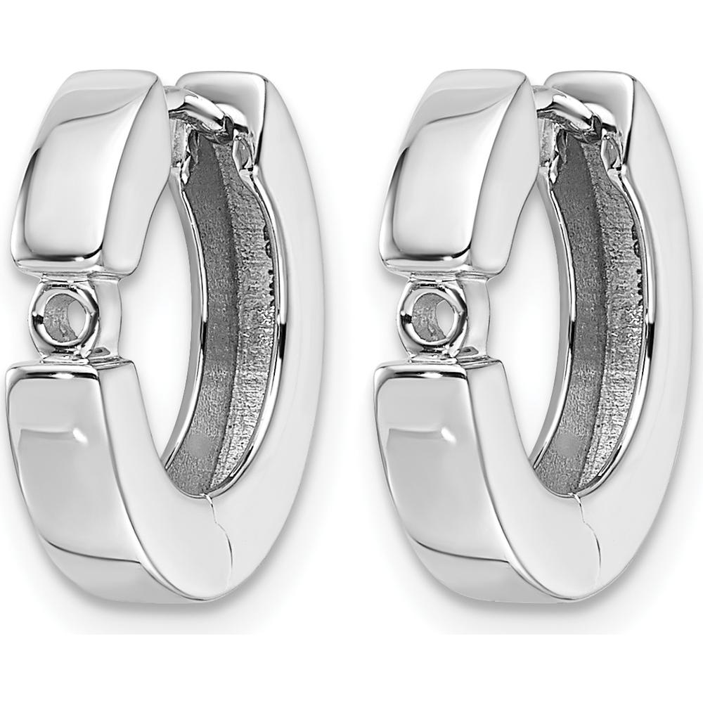 14K White Gold 2-2.7mm Round Hinged Hoop Earrings Mountings - 0.08 Carat Total Gem Weight by Monteluci Fine Jewelry
