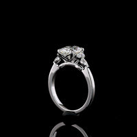 14K White Gold 2.24 Carat Lab Grown Diamond Ring featuring a 2.00 Carat Cushion Brilliant Center and Marquise Cut Side Stones in Prong Setting - IGI Certified E-F VS1 Quality - Covaloro Fine Jewelry