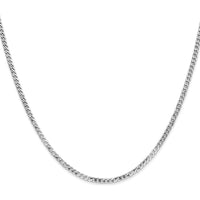 14K White Gold 2.2mm Flat Beveled Curb Chain Necklace - 22 inches by 0