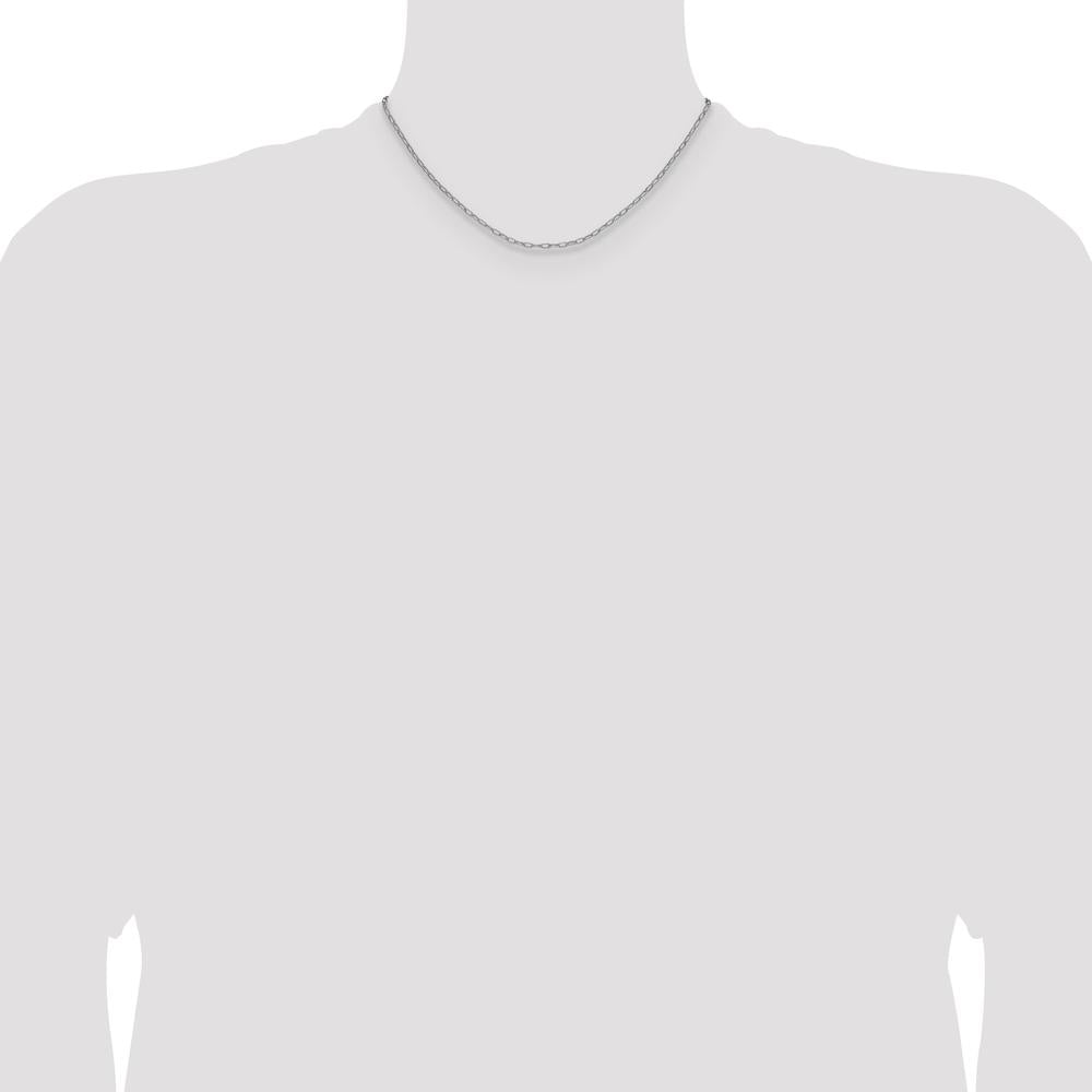14K White Gold 2.2mm Semi-Solid Beveled Paperclip Chain Necklace - 16 inches by Oro Pregiato