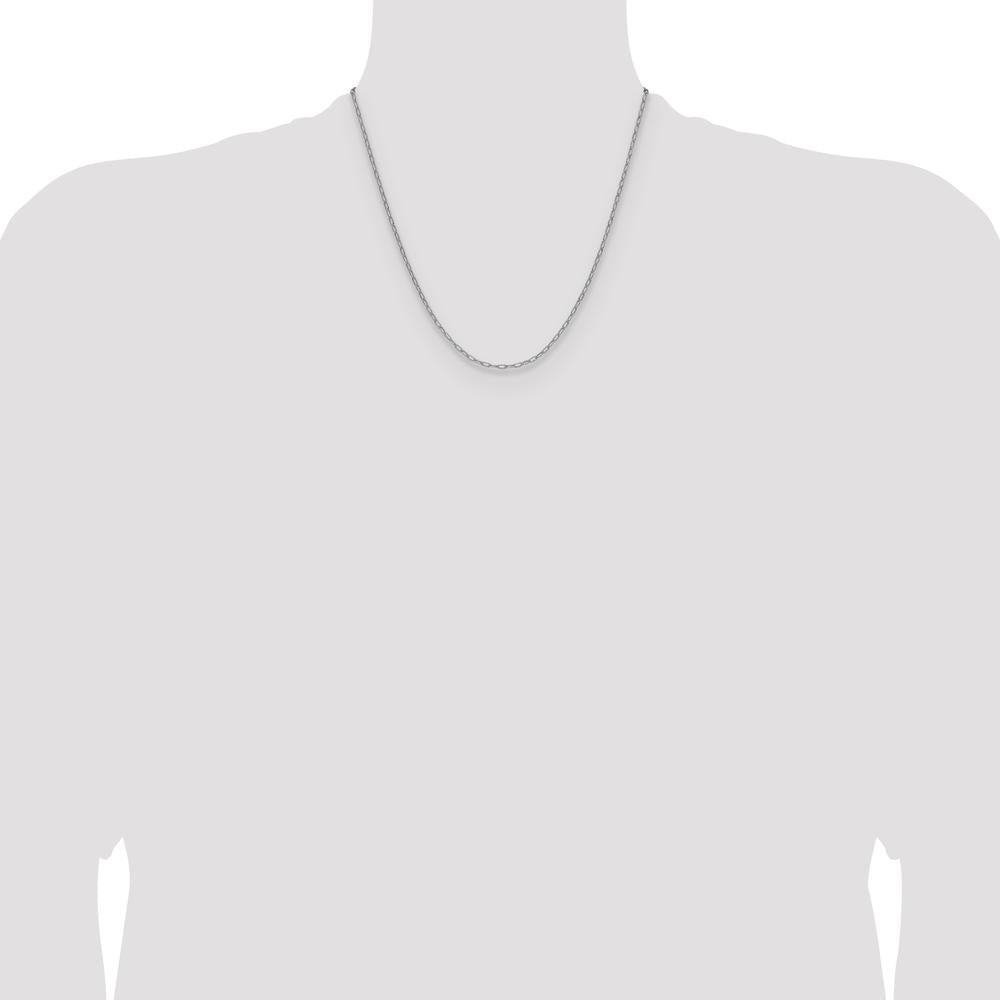 14K White Gold 2.2mm Semi-Solid Beveled Paperclip Chain Necklace - Polished Finish with Lobster Clasp - 20 in by Oro Pregiato