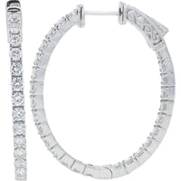 14K White Gold 2.37 Carat Inside - Out Diamond Hoops - 2.37 Carat Total Diamond Weight