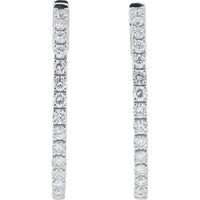 14K White Gold 2.37 Carat Inside - Out Diamond Hoops - 2.37 Carat Total Diamond Weight