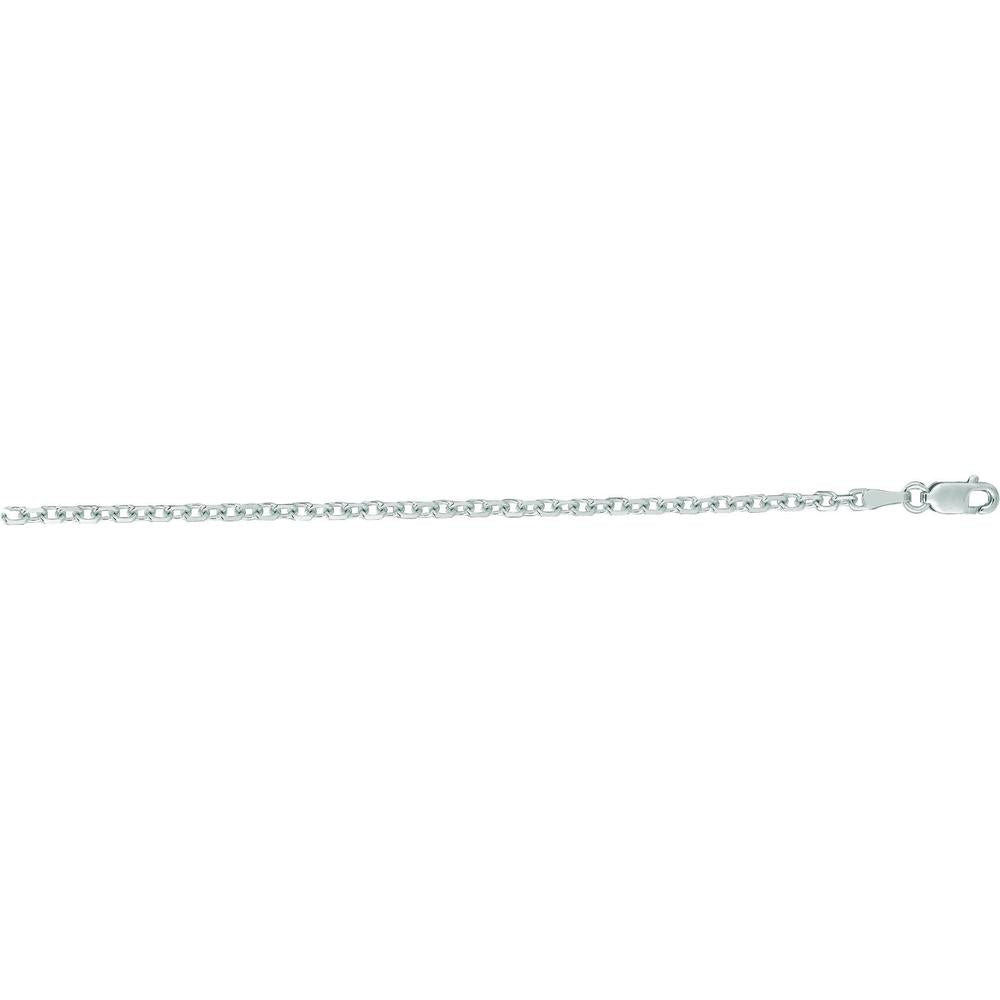14K White Gold 2.3mm Diamond Cut Cable Chain Necklace - 16" by Orozza Fine Jewelry
