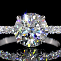 14K White Gold 2.46 Carat Round Brilliant Lab Grown Diamond Solitaire Shank Ring - D VVS2 IGI Certified - Covaloro Fine Jewelry