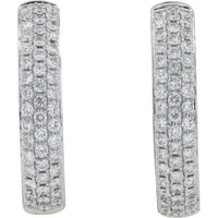 14K White Gold 2.49 Carat Diamond Inside - Out Hoop Earrings - Total Diamond Weight 2.49 Carat