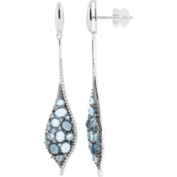 14K White Gold 2.50 Carat Blue Topaz Earrings with 0.35 Carat Diamond Accents