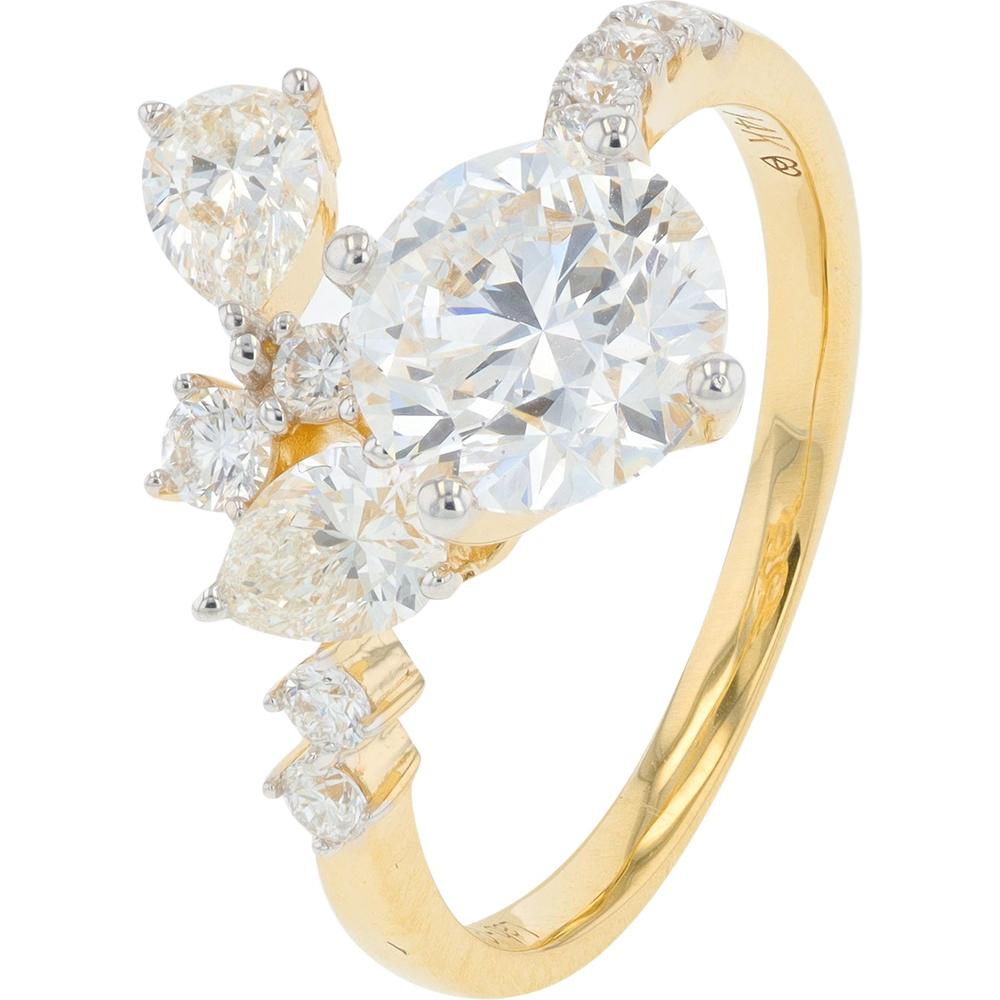 14K White Gold 2.50 Carat Total Lab Grown Diamond Bypass Engagement Ring