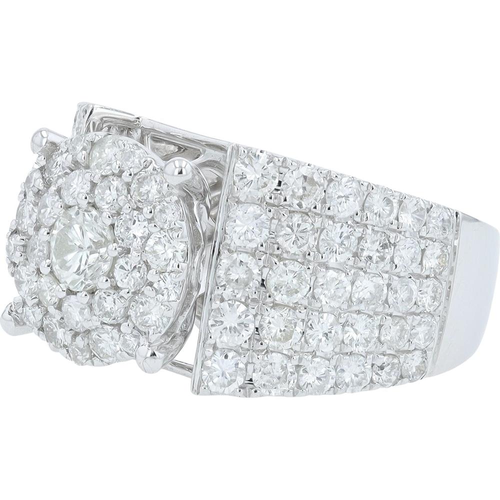 14K White Gold 2.55 Carat Diamond Engagement Ring with 0.25 Carat Center Diamond - Halo Pavé Design