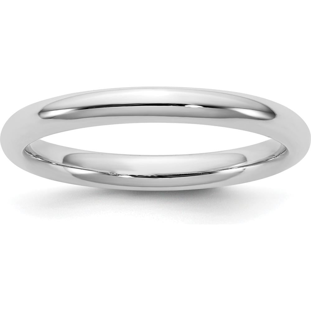 14K White Gold 2.5mm Comfort Fit Wedding Band with Polished Finish and Rhodium Plating by 0