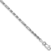 14K White Gold 2.5mm Diamond-Cut Milano Rope Chain Bracelet with Lobster Clasp - 8" by Oro Pregiato