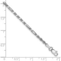14K White Gold 2.5mm Diamond-Cut Milano Rope Chain Bracelet with Lobster Clasp - 8" by Oro Pregiato