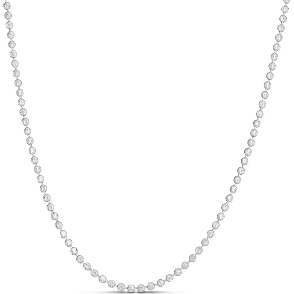 14K White Gold 2.5mm Diamond-Cut Moon Chain Necklace with Lobster Clasp - 18" by Orozza Fine Jewelry