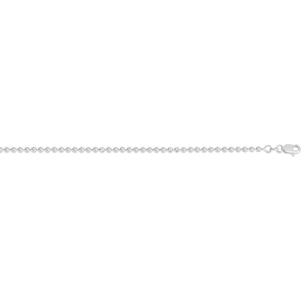 14K White Gold 2.5mm Diamond-Cut Moon Chain Necklace with Lobster Clasp - 18" by Orozza Fine Jewelry