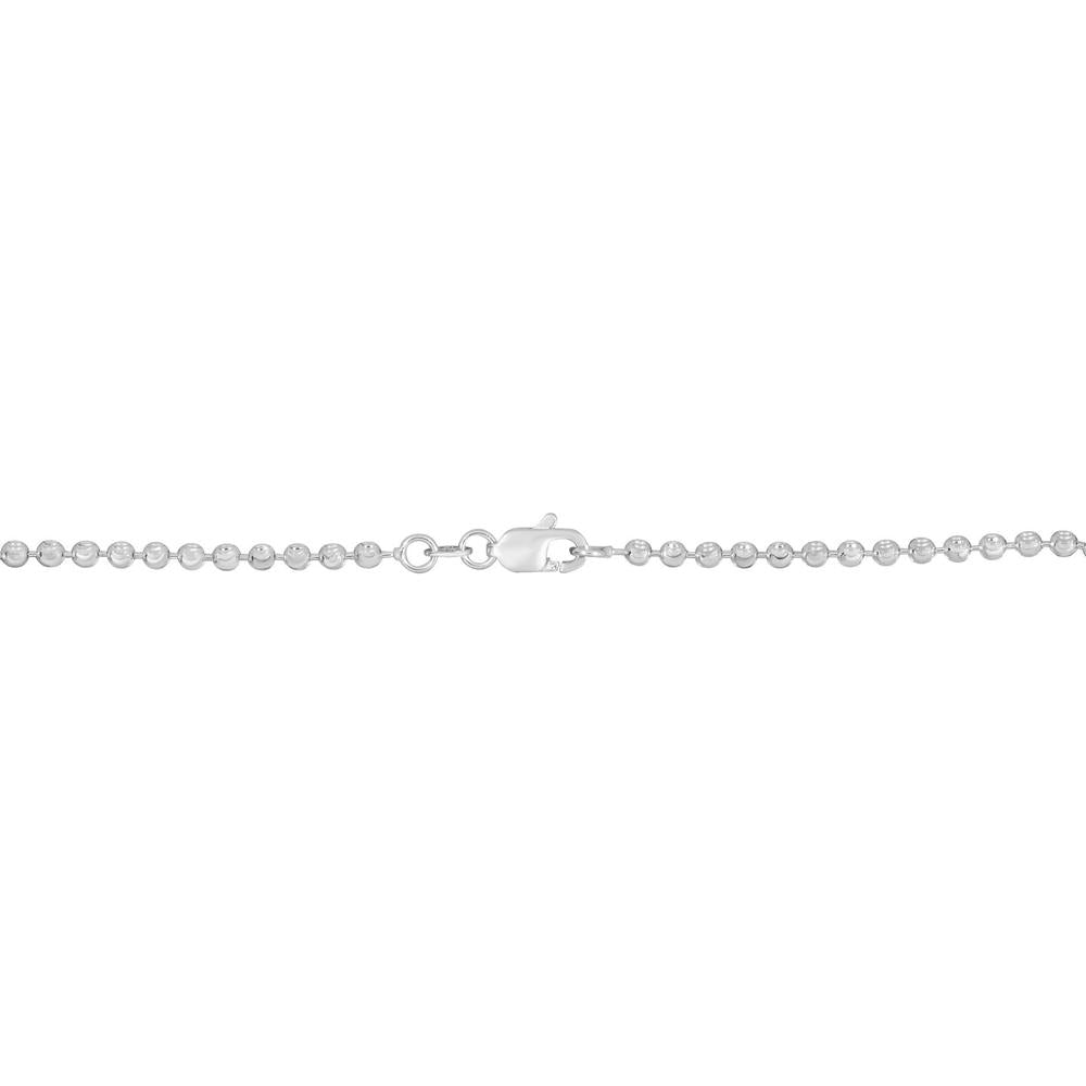 14K White Gold 2.5mm Diamond-Cut Moon Chain Necklace with Lobster Clasp - 18" by Orozza Fine Jewelry