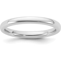 14K White Gold 2.5mm European Comfort Fit Domed Wedding Band by 0