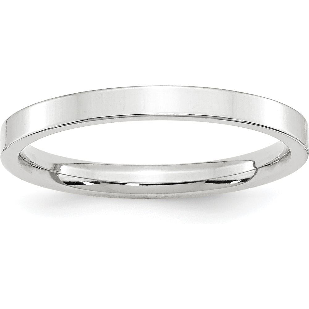 14K White Gold 2.5mm Flat Comfort Fit Wedding Band - Size 7 by Luciano & Cie