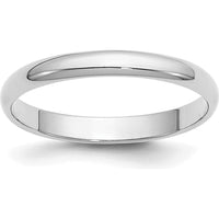 14K White Gold 2.5mm Half-Round Wedding Band - Unisex Size 8 - Polished Rhodium Finish by Luciano & Cie
