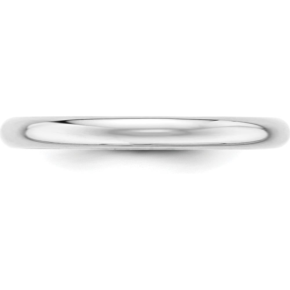 14K White Gold 2.5mm Half-Round Wedding Band - Unisex Size 8 - Polished Rhodium Finish by Luciano & Cie