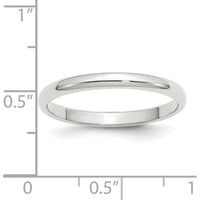 14K White Gold 2.5mm Half-Round Wedding Band - Unisex Size 8 - Polished Rhodium Finish by Luciano & Cie