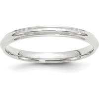 14K White Gold 2.5mm Half Round Wedding Band with Ridged Edge - Size 5 by Luciano & Cie