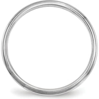 14K White Gold 2.5mm Half Round Wedding Band with Ridged Edge - Size 5 by Luciano & Cie